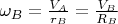 $\omega_B=\frac{V_A}{r_B}=\frac{V_B}{R_B}$