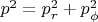 $p^2=p_r^2+p_{\phi}^2 $