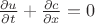 $\frac{\partial u}{\partial t}  + \frac{\partial c}{\partial x }=0 $
