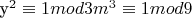 y^2\equiv 1 mod3   и  m^3\equiv 1 mod9