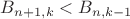 $B_{n+1,k}<B_{n,k-1}$