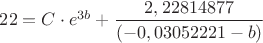 $22 = C \cdot e ^ {3b} + \dfrac{2,22814877}{(-0,03052221-b)} $