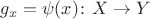 $g_x=\psi(x)\colon X\to Y$