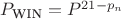 $P_{\text{WIN}}= P^{21-p_n}$