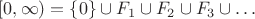$$[0,\infty)=\{0\}\cup F_1 \cup F_2 \cup F_3 \cup\dots$$
