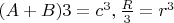 $(A+B)3=c^3, \frac{R}{3}=r^3$