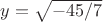 $y=\sqrt{-45/7}$