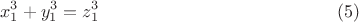 $$x_1^3+y_1^3 =z_1^3\eqno (5)$$