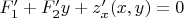 $F'_{1}+F'_{2}y+z'_{x}(x,y)=0$