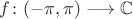 $f\colon(-\pi,\pi)\longrightarrow{\mathbb C}$
