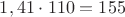 $1,41\cdot110=155В$