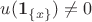 $u(\mathbf{1}_{\{x\}})\neq 0$