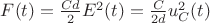$F(t) = \frac{C d}{2} E^2(t) = \frac{C}{2d} u_C^2(t) $