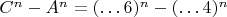 $C^n-A^n=(&hellip;6)^n-(&hellip;4)^n$