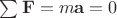 $\sum \mathbf F=m\mathbf a=0$