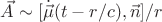 $\vec{A}\sim [\dot{\vec{\mu}}(t-r/c),\vec{n}]/r$