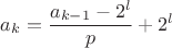 $a_k = \dfrac {a_{k-1} - 2^l}{p}+2^l$