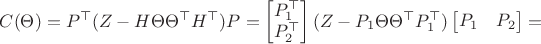 $C(\Theta)=P^\top (Z-H \Theta\Theta^\top H^\top) P=\begin{bmatrix}P_1^\top\\P_2^\top\end{bmatrix}(Z-P_1 \Theta\Theta^\top P_1^\top)\begin{bmatrix}P_1&P_2\end{bmatrix}=$