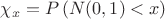 $\chi_x=P\left(N(0,1)<x\right)$
