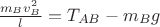 $\frac{m_Bv_B^2}{l} = T_{AB} - m_Bg$