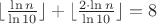 $\lfloor \frac{\ln n}{\ln 10}\rfloor+\lfloor \frac{2\cdot\ln n}{\ln 10}\rfloor=8$
