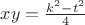 $xy=\frac{k^2-t^2}{4}$