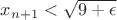 $x_{n+1}<\sqrt{9+\epsilon}$