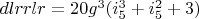 $dlrrlr=20 g^3 (i_5^3+i_5^2+3)$