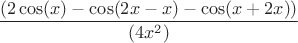 $$\frac{(2 \cos(а x) - \cos(2 x - а x) - \cos(а x + 2 x))}{(4 x^2)}$$