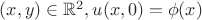 $(x,y) \in \mathbb{R}^2, u(x,0) = \phi(x)$