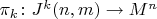 $\pi_k \colon J^k(n,m) \to M^n$