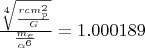 $\frac {\sqrt[4]{\frac {\hba r c m_p^2} {G}}} {\frac {m_e} {\alpha^6}}=1.000189$