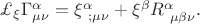 $\pounds_{\xi}\Gamma^{\alpha}_{\mu\nu}=\xi^{\alpha}_{\ ;\mu\nu}+\xi^{\beta}R^{\alpha}_{\ \mu\beta\nu}.$