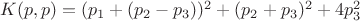 $K(p,p)=(p_1+(p_2-p_3))^2+(p_2+p_3)^2+4p_3^2$