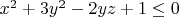 $x^2+3y^2-2yz+1\le0$