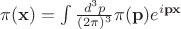 $\pi(\mathbf{x})=\int \frac{d^3p}{(2\pi)^3}  \pi(\mathbf{p}) e^{i\mathbf{p}\mathbf{x}}$