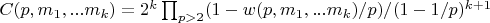 $C(p,m_1,...m_k)=2^k \prod_{p>2} (1-w(p,m_1,...m_k)/p)/(1-1/p)^{k+1}$