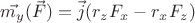 $\vec{m_y}(\vec{F})=\vec{j}(r_zF_x-r_xF_z)$