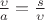 $\frac{\upsilon}{a}=\frac{s}{\upsilon}$