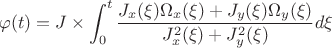 $$
\varphi(t) = J \times \int_0^t \frac{J_x(\xi) \Omega_x (\xi) + J_y(\xi) \Omega_y(\xi)}{J_x^2(\xi) + J_y^2(\xi)} d \xi
$$