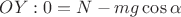 $OY: 0=N-mg\cos \alpha$