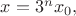 $x=3^nx_0,$