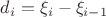 $d_i=\xi_i-\xi_{i-1}$