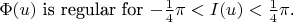 $\Phi(u)$ is regular for $-\frac{1}{4} \pi < I(u) < \frac{1}{4} \pi$.