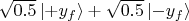 $ \sqrt{0.5} \left\lvert +y_f \right\rangle + \sqrt{0.5}\left\lvert -y_f \right\rangle$