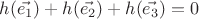 $h(\vec{e_1})+h(\vec{e_2})+h(\vec{e_3})=0$ $h(\vec{e_1})+h(\vec{e_2})+h(\vec{e_3})=0$