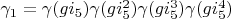 $\gamma_1=\gamma(g i_5)\gamma(g i_5^2)\gamma(g i_5^3)\gamma(g i_5^4)$