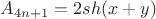 $A_{4n+1}=2sh(x+y)$