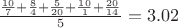 $\frac{\frac{10}7+\frac84+\frac5{20}+\frac{10}1+\frac{20}{14}}5 = 3.02$