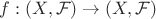 $f:(X,\mathcal{F})\to (X,\mathcal{F})$